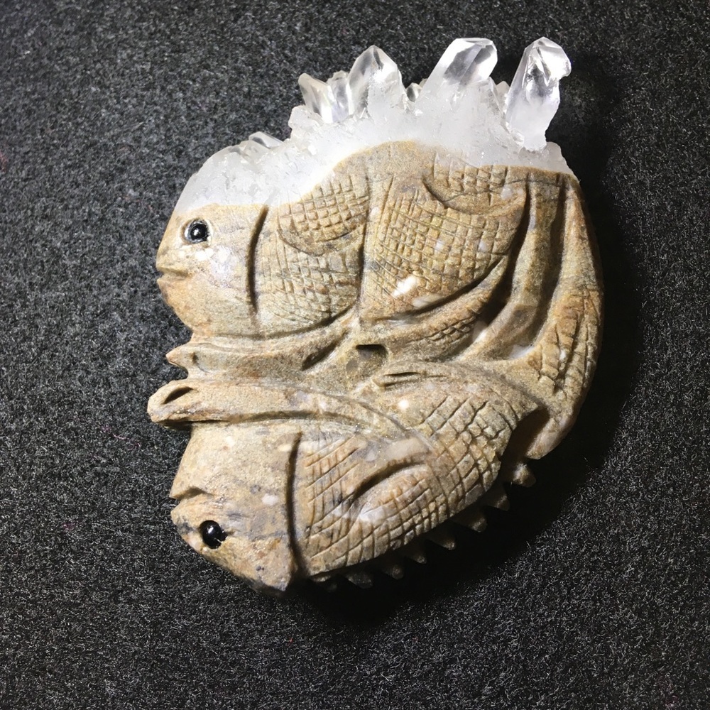 Hand carved quartz mirrored Chameleon